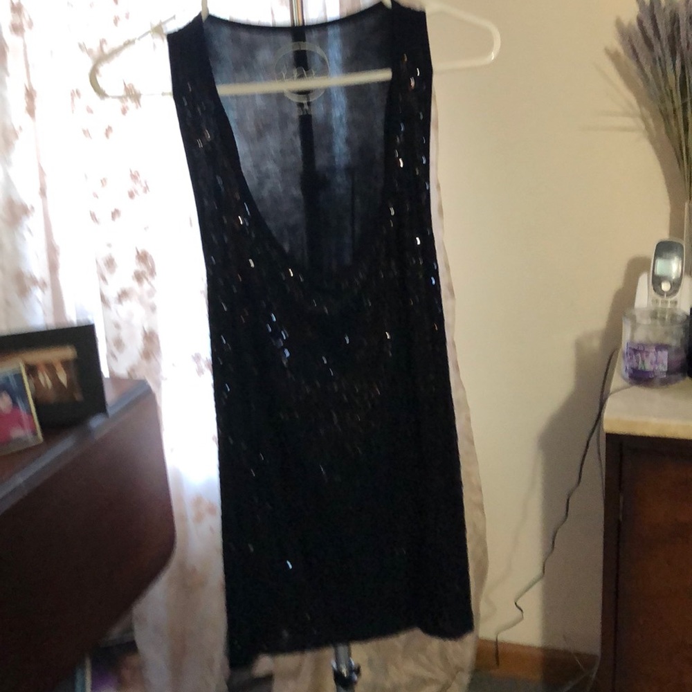 Black Sequin Long Tank !  Never been worn!